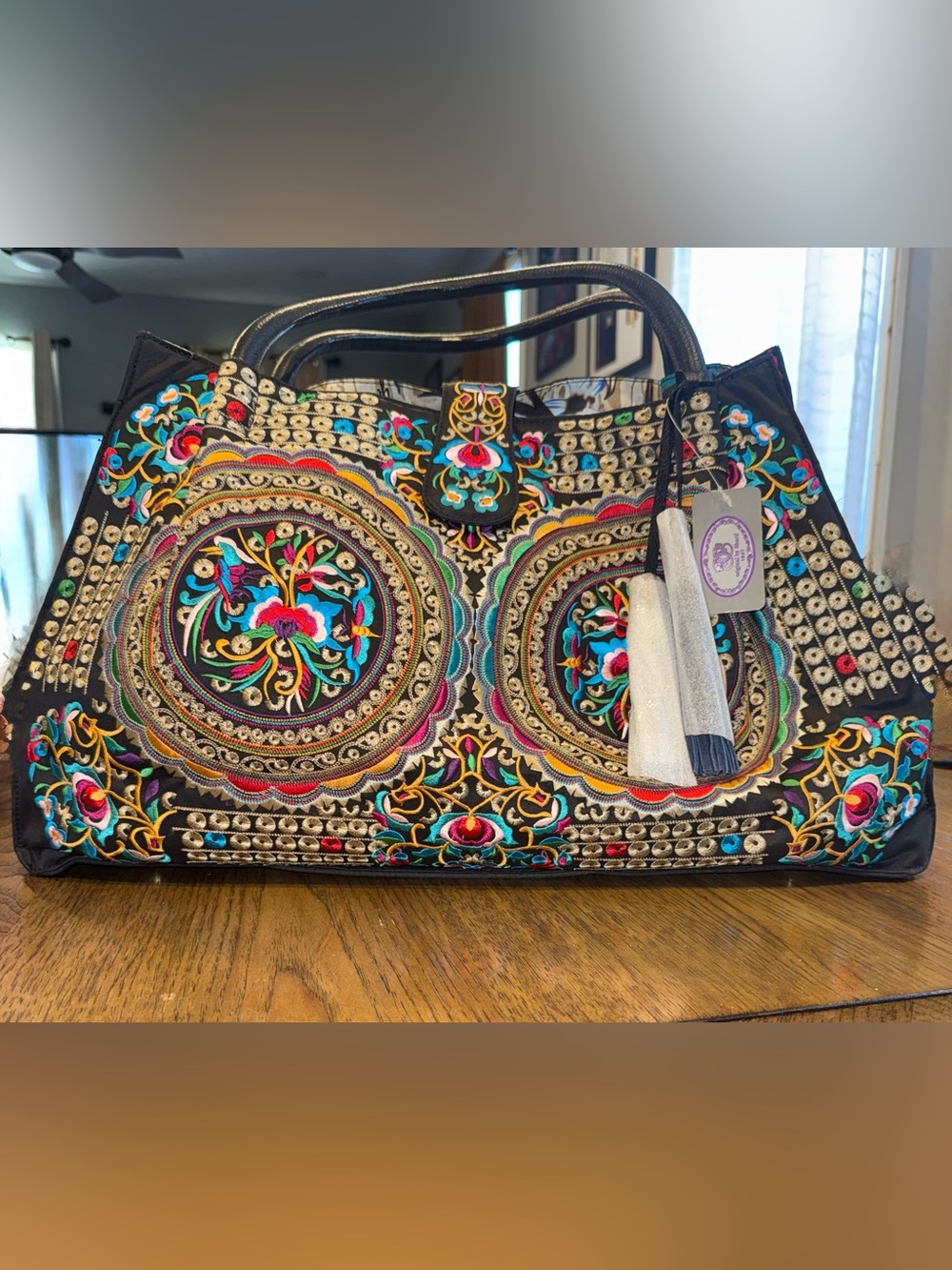 NWT Original by Sharif Embroidered Mandala Boho Tote Bag - Pristine